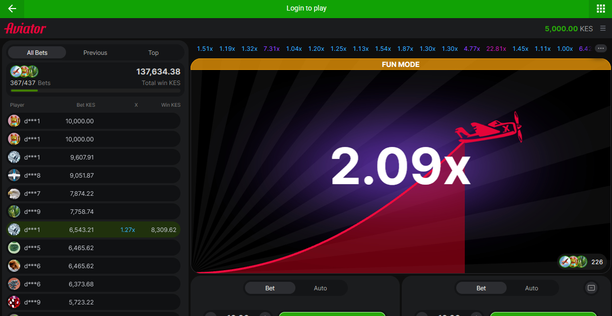 Aviator at OdiBets Casino