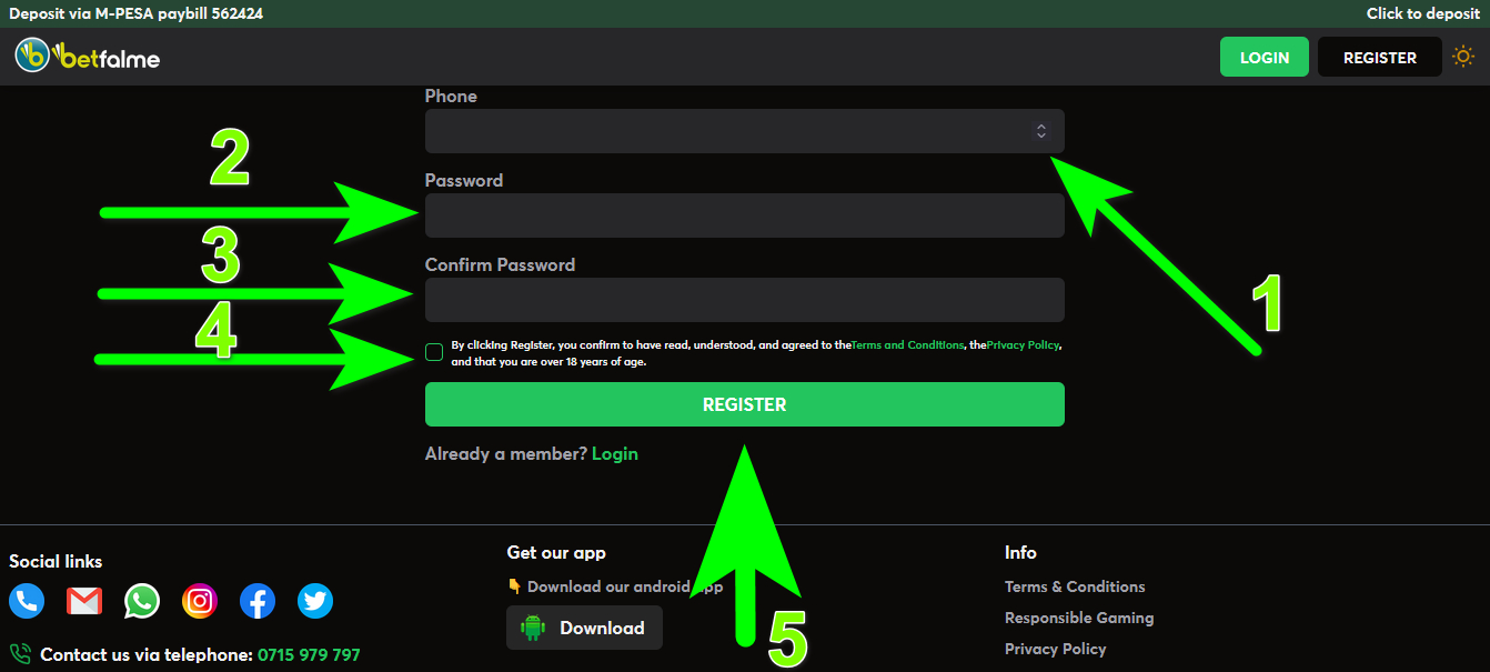 Registration at Betfalme Casino