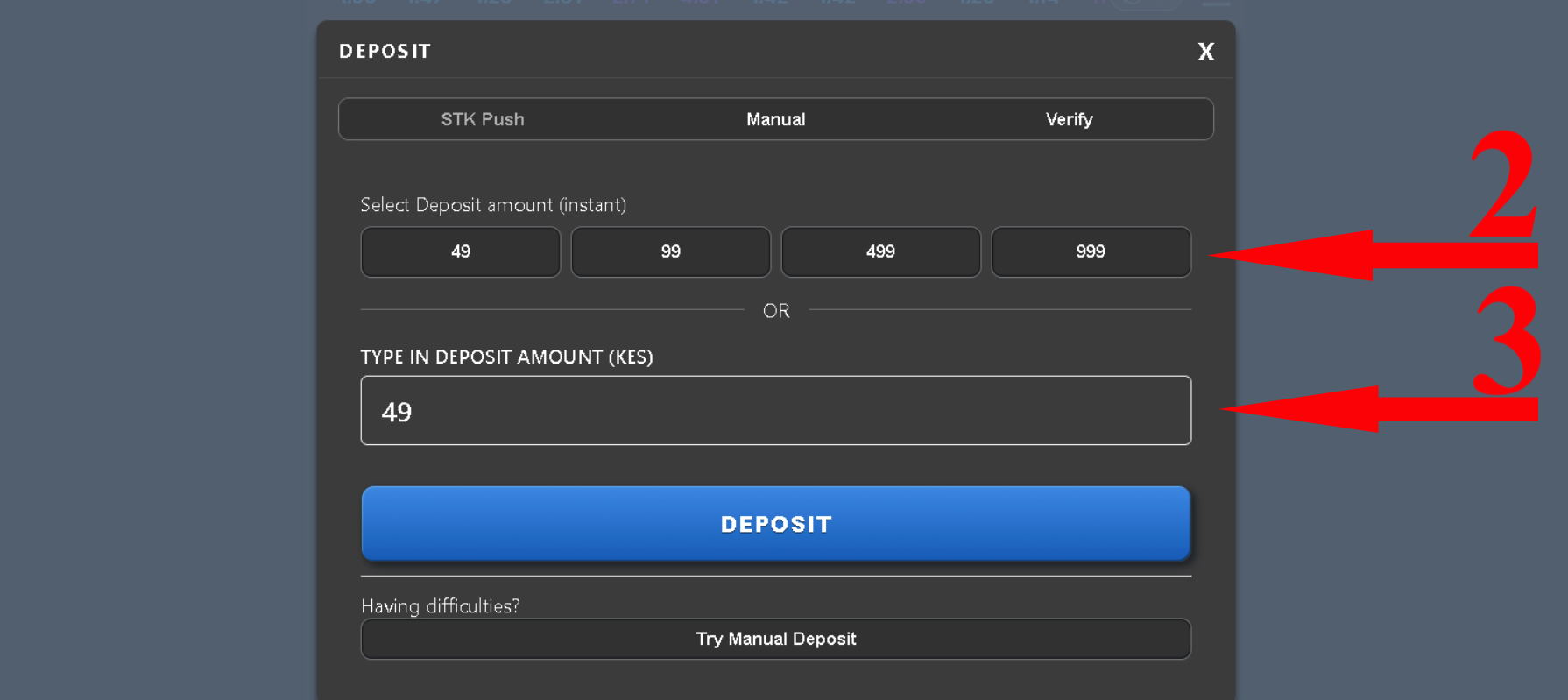 Deposit at Pakakumi Aviator Step 2