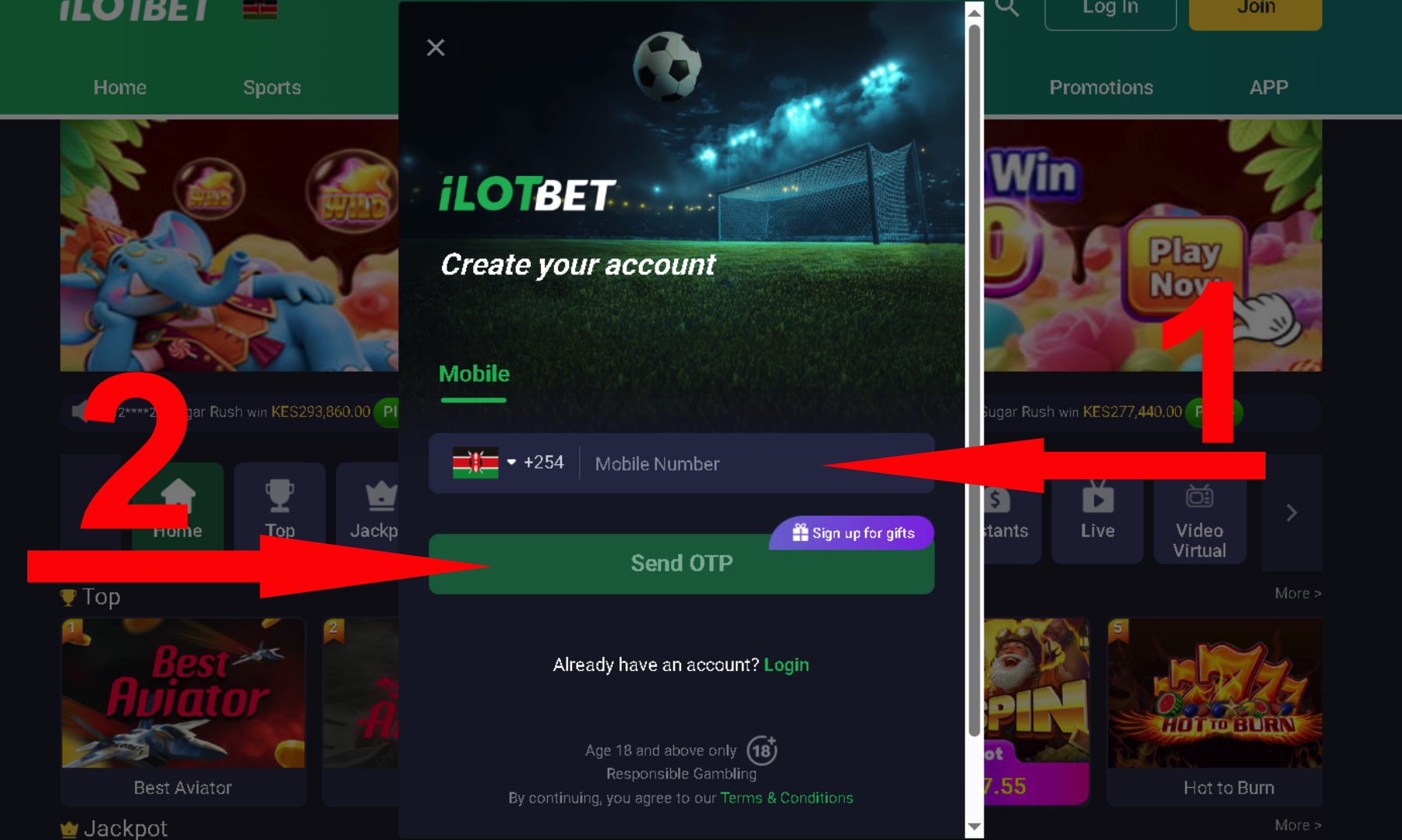 Provide phone number at ilot Bet