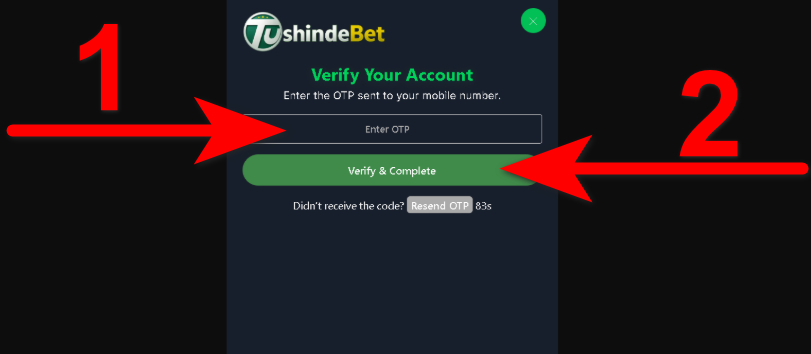Register at Tushinde Aviator step 2